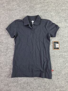 Dickies Girls Medium Short Sleeve Polo Shirt School Uniform Top Navy Blue